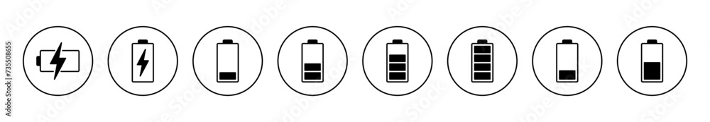 Battery icon set vector. battery charging sign and symbol. battery ...