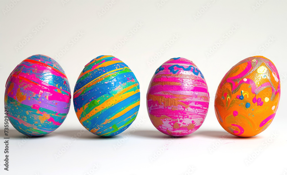 Colorful Eggs isolated on white background.