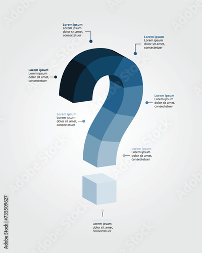 question mark 7 step template for infographic for presentation for 7 element