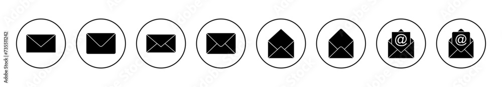 Mail icon set vector. email sign and symbol. E-mail icon. Envelope icon Mail icon set vector. email sign and symbol. E-mail icon. Envelope icon