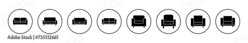 Sofa icon set vector. sofa sign and symbol. furniture icon