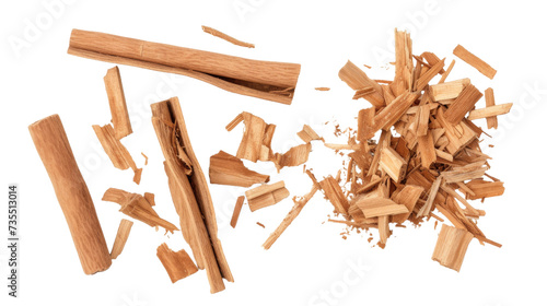 A Pile of Wood Shavings on a White Background