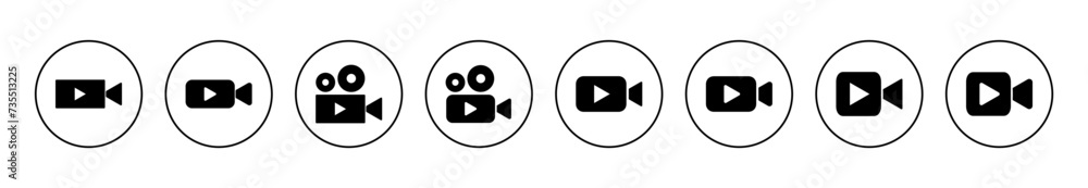 Video icon set vector. video camera sign and symbol. movie sign. cinema Video icon set vector. video camera sign and symbol. movie sign. cinema