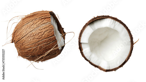 A Half Eaten Coconut and a Whole Coconut