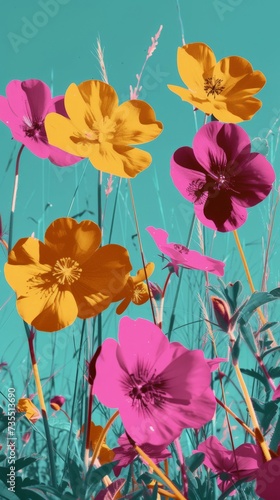 Bright Bold Colors Spring Pop Art Background created with Generative AI Technology © Sentoriak