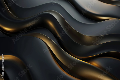3D abstract wallpaper. Three-dimensional dark golden and black background. golden wallpaper