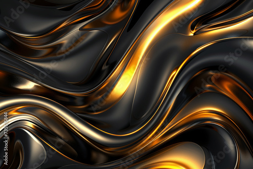 3D abstract wallpaper. Three-dimensional dark golden and black background. golden wallpaper