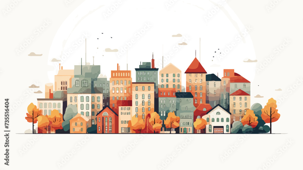 City Building Houses Illustration Vector -
