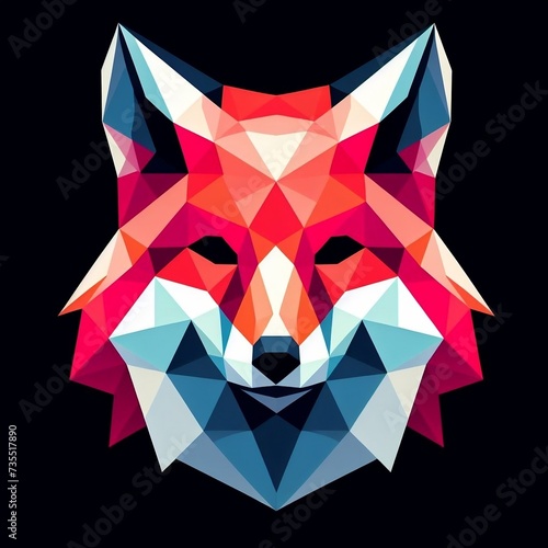 abstract background  low poly  fox  logo  vaporwave  aesthetic  art  artistic  art station  illustration colorful Vector Illustration with black Background space for copy  created with generative ai