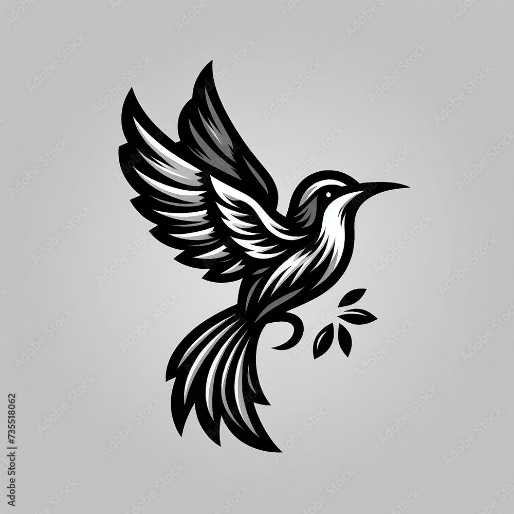 bird on a white background, Vector illustration bird, logo, art, drawing no color Vector Design Illustration for gray gradient Background with space created with generative ai bird on a white background, Vector illustration bird, logo, art, drawing no color Vector Design Illustration for gray gradient Background with space created with generative ai