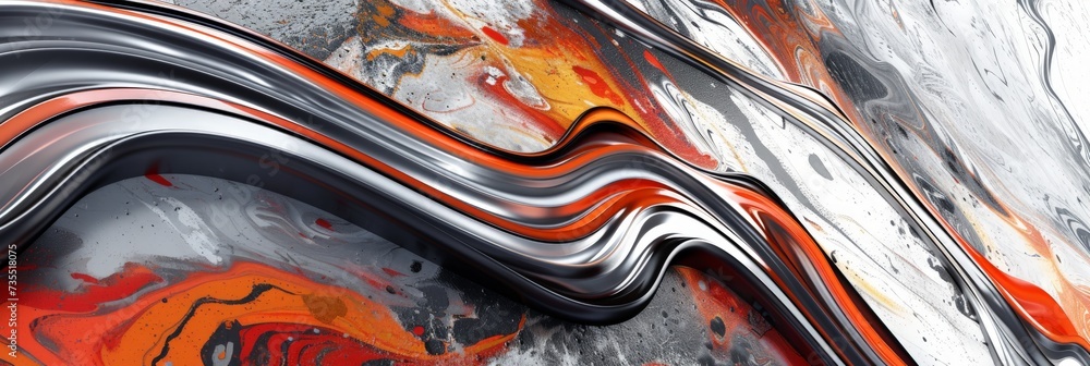 Colorful Abstract Background in the Style of Abstract Wave - Dark Silver and Red Sketch Shaped Canvases in White and Orange Wallpaper created with Generative AI Technology