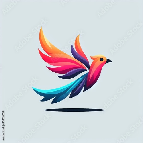 illustration of a bird, Vector illustration bird, luxury logo, art, drawing colorful Vector Design Illustration with gray gradient Background with space for copy created with generative ai © cd