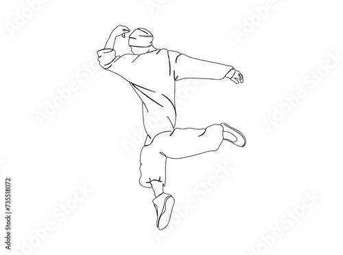 Hip Hop Dancer Single Line Drawing Ai, EPS, SVG, PNG, JPG zip file