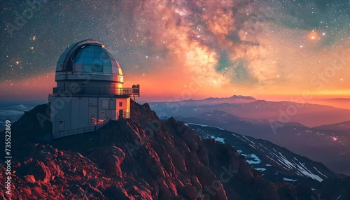 a telescope sitting on top of a mountain under a night sky