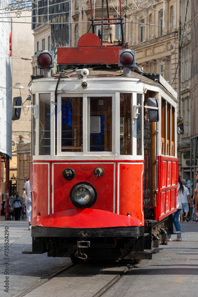 Old tram in Beyoglu, Istanbul, Turkey