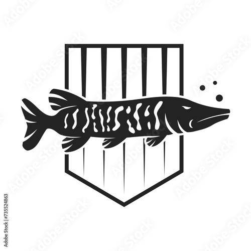 Muskellunge Fish Logo template Isolated. Brand Identity. Icon Abstract Vector graphic