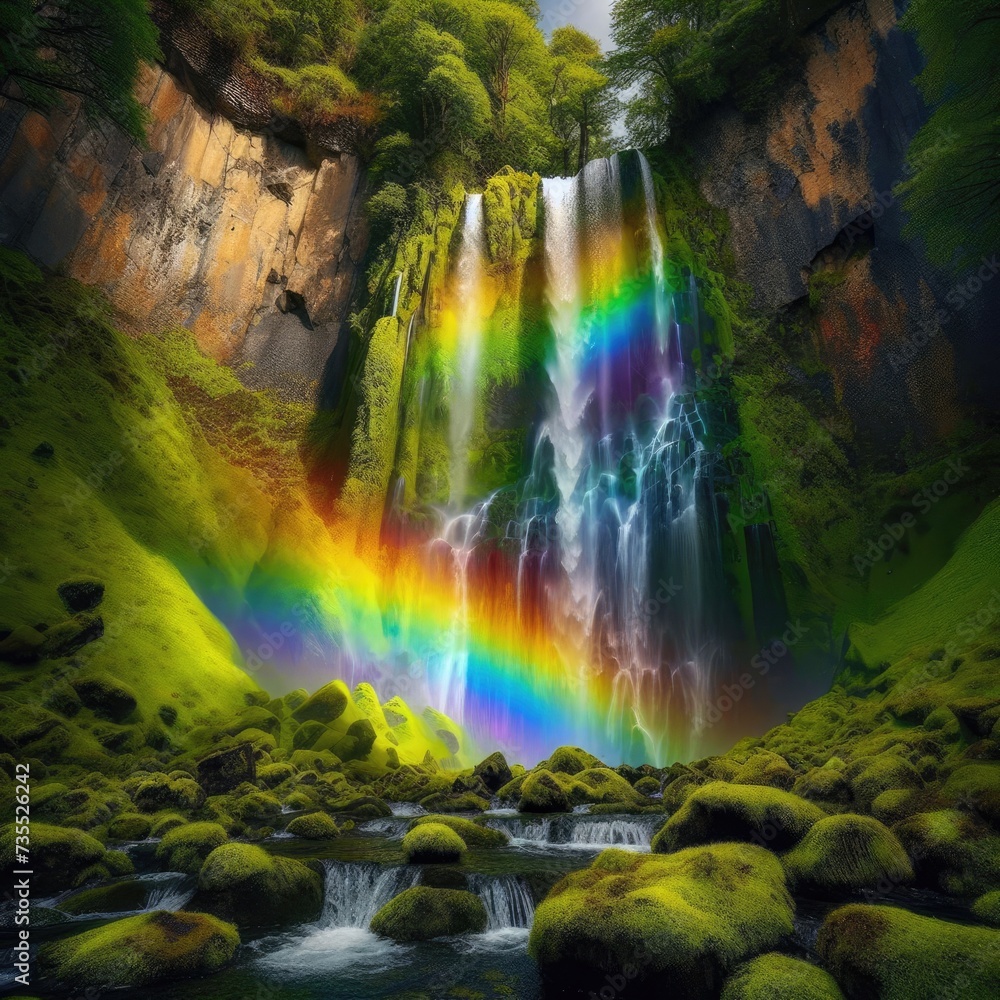Rainbow Waterfall Natural Beauty