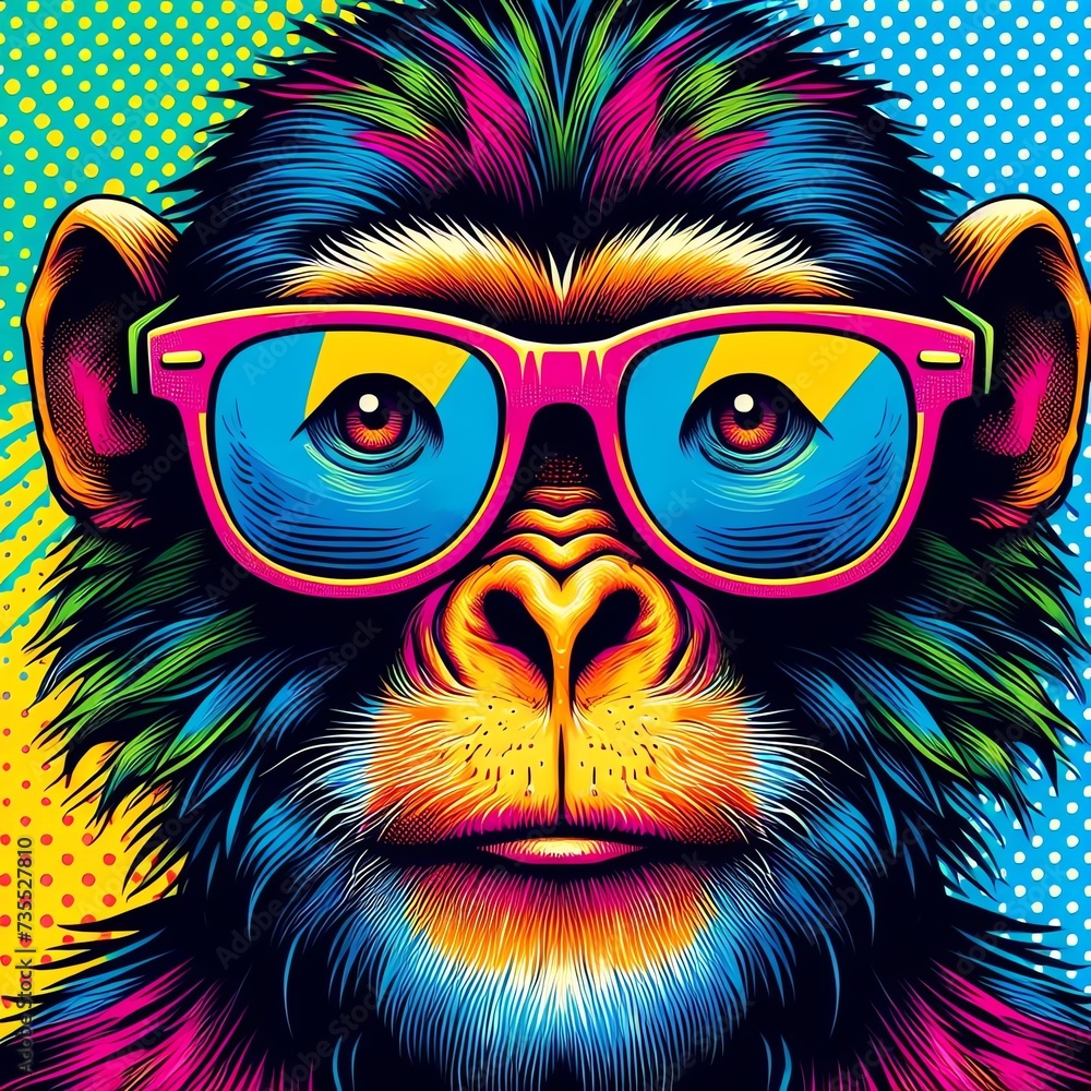 Vibrant Pop Art Chimpanzee