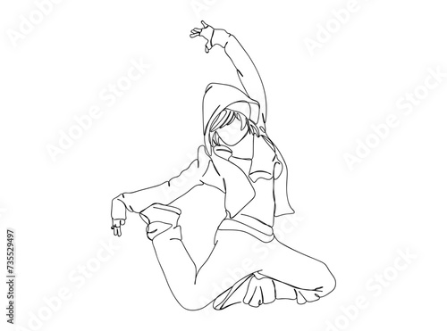 Hip Hop Dancer Single Line Drawing Ai, EPS, SVG, PNG, JPG zip file
