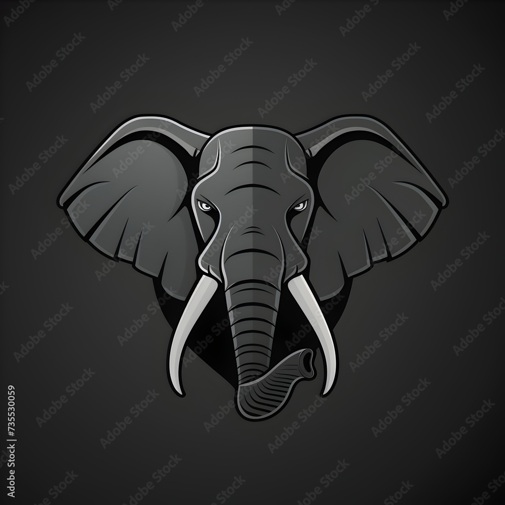 A logo illustration of a majestic elephant on a dark gray background. Created with generative AI. A logo illustration of a majestic elephant on a dark gray background. Created with generative AI.