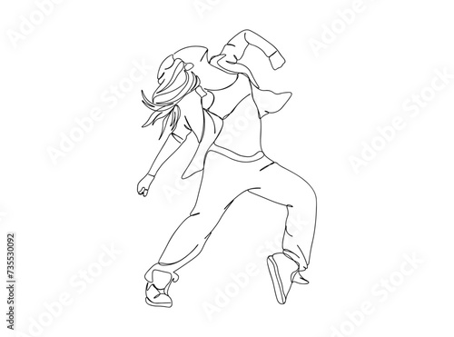 Hip Hop Dancer Single Line Drawing Ai, EPS, SVG, PNG, JPG zip file