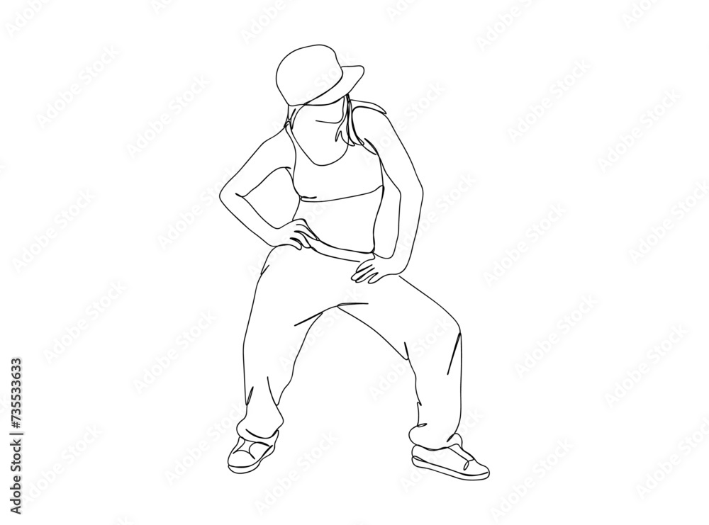 Hip Hop Dancer Single Line Drawing Ai, EPS, SVG, PNG, JPG zip file