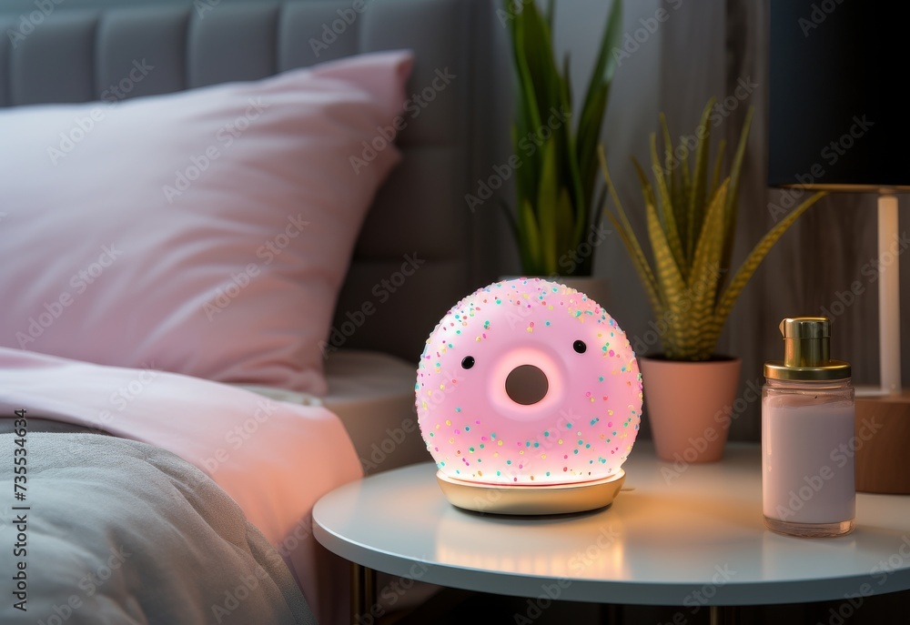 Pink Toy on Table Next to Bed