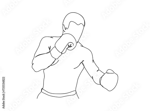 Boxing Player Single Line Drawing Ai, EPS, SVG, PNG, JPG zip file