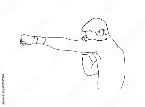 Boxing Player Single Line Drawing Ai, EPS, SVG, PNG, JPG zip file