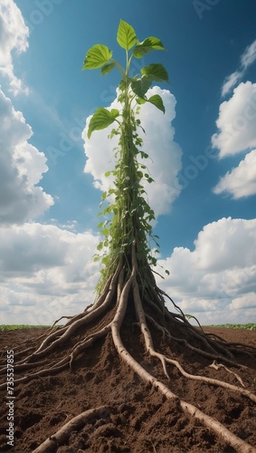 Jack and beanstalk illustration (giant plant) photo