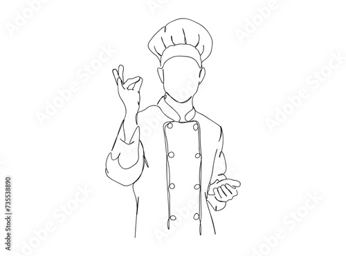 Chef Single Line Drawing Ai, EPS, SVG, PNG, JPG zip file