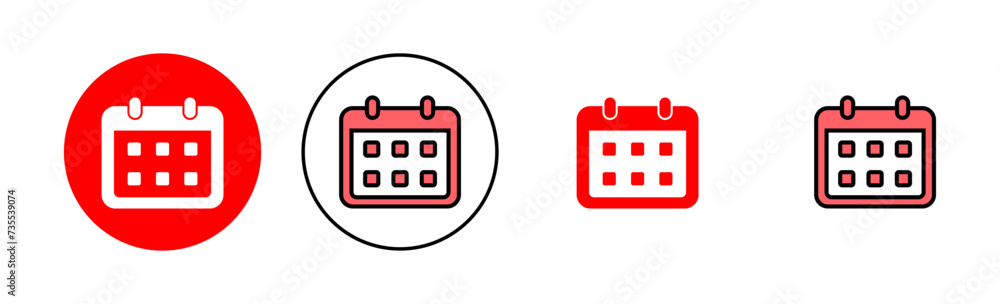 Calendar icon set illustration. Calender sign and symbol. Schedule icon symbol Calendar icon set illustration. Calender sign and symbol. Schedule icon symbol