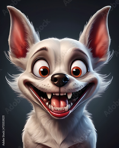 Cartoon Vampire White Dog