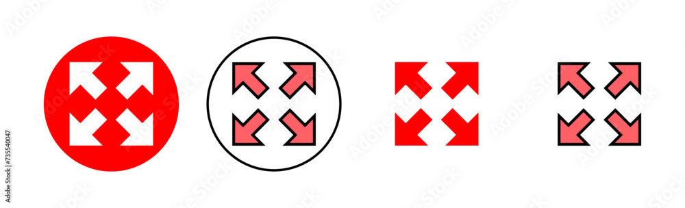 Fullscreen Icon set illustration. Expand to full screen sign and symbol. Arrows symbol Fullscreen Icon set illustration. Expand to full screen sign and symbol. Arrows symbol