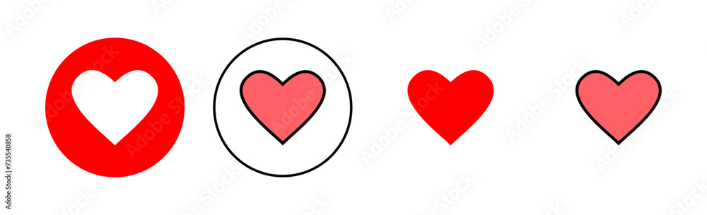 Love icon set illustration. Heart sign and symbol. Like icon vector.