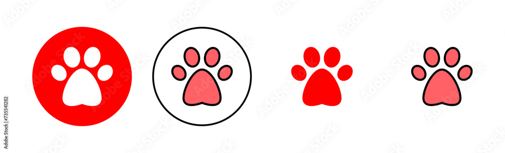 Paw icon set illustration. paw print sign and symbol. dog or cat paw Paw icon set illustration. paw print sign and symbol. dog or cat paw