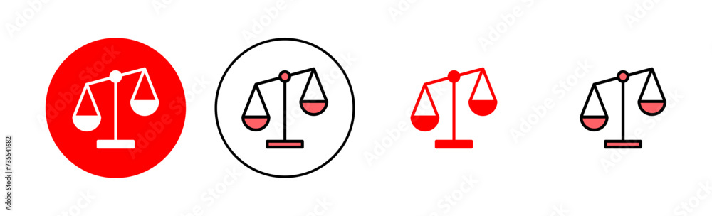 Scales icon set illustration. Law scale icon. Justice sign and symbol Scales icon set illustration. Law scale icon. Justice sign and symbol