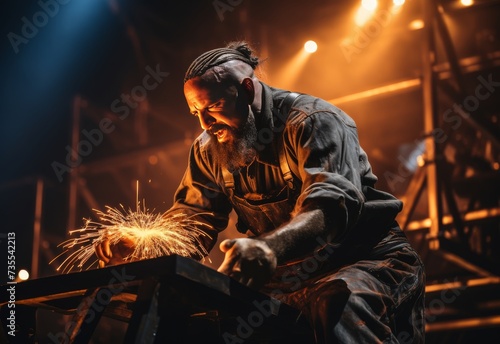Man Working With Grinder on Metal Piece