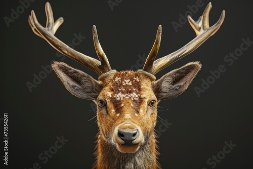 deer portrait on black background  highly detailed - generative ai
