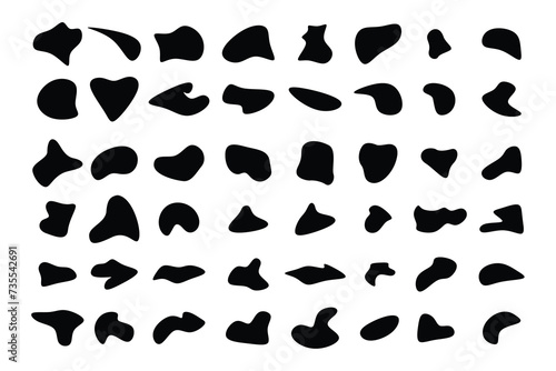 Set of organic blobs shape, Rounded abstract organic shapes collection. Shapes of cube, pebble, inkblot, drops and stone silhouettes. 