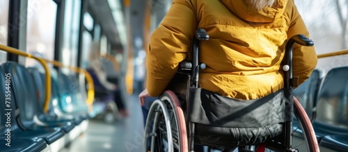 A person in a wheelchair enjoying a comfortable ride on a public bus transportation