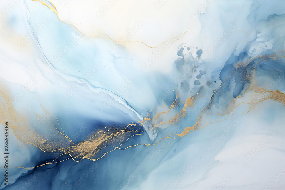 Naklejka premium blue and gold paint art background material, Generative AI