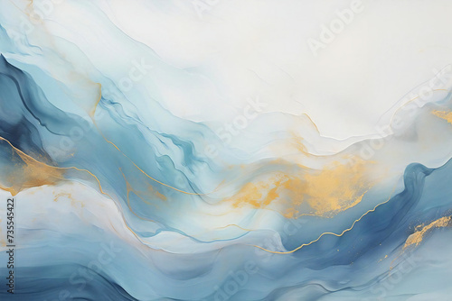 blue and gold paint art background material, Generative AI