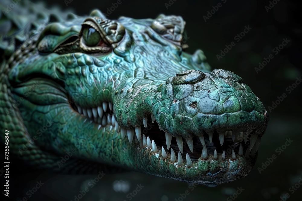 crocodile on black background, highly detailed - generative ai crocodile on black background, highly detailed - generative ai