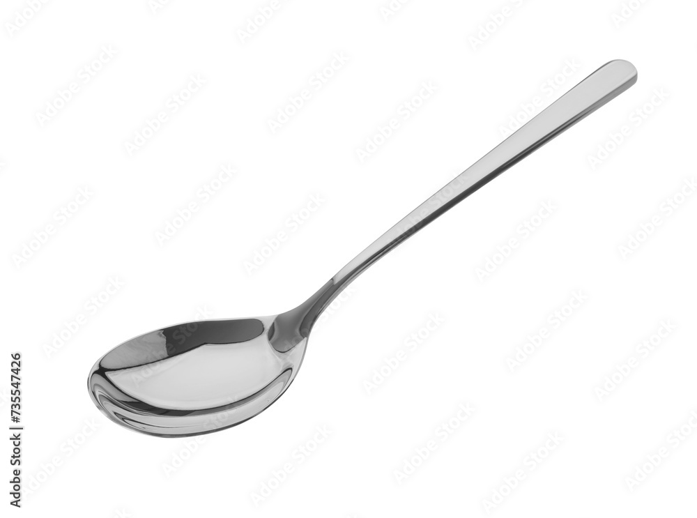One shiny silver spoon isolated on white One shiny silver spoon isolated on white