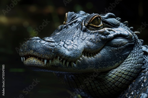crocodile on black background  highly detailed - generative ai