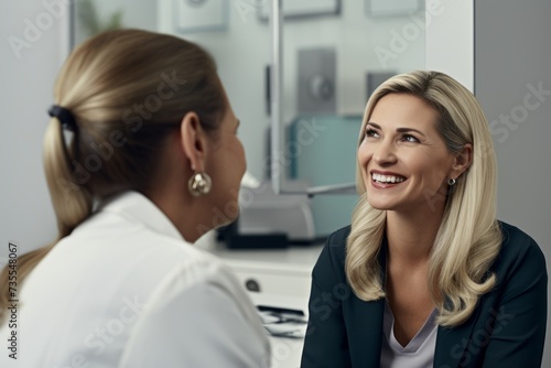 A Professional Audiologist in a Deep Discussion with a Patient in Her Modern Medical Office