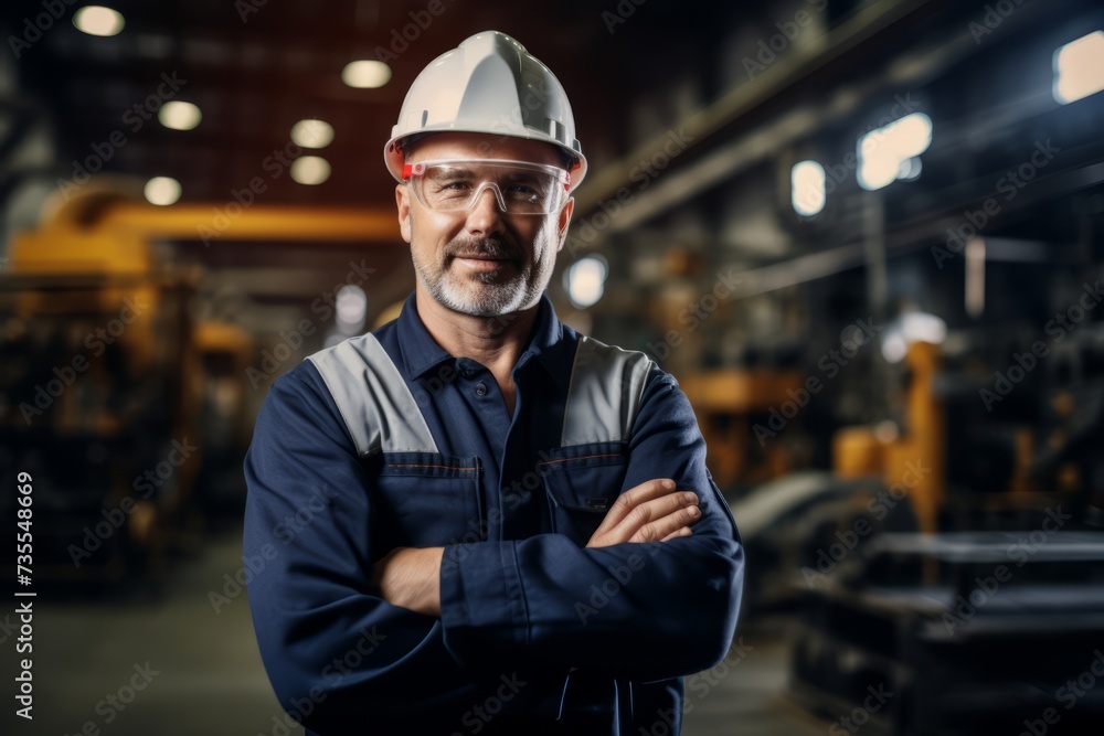 A seasoned Metallurgical Engineer reflecting on his journey in the heart of a bustling steel factory A seasoned Metallurgical Engineer reflecting on his journey in the heart of a bustling steel factory