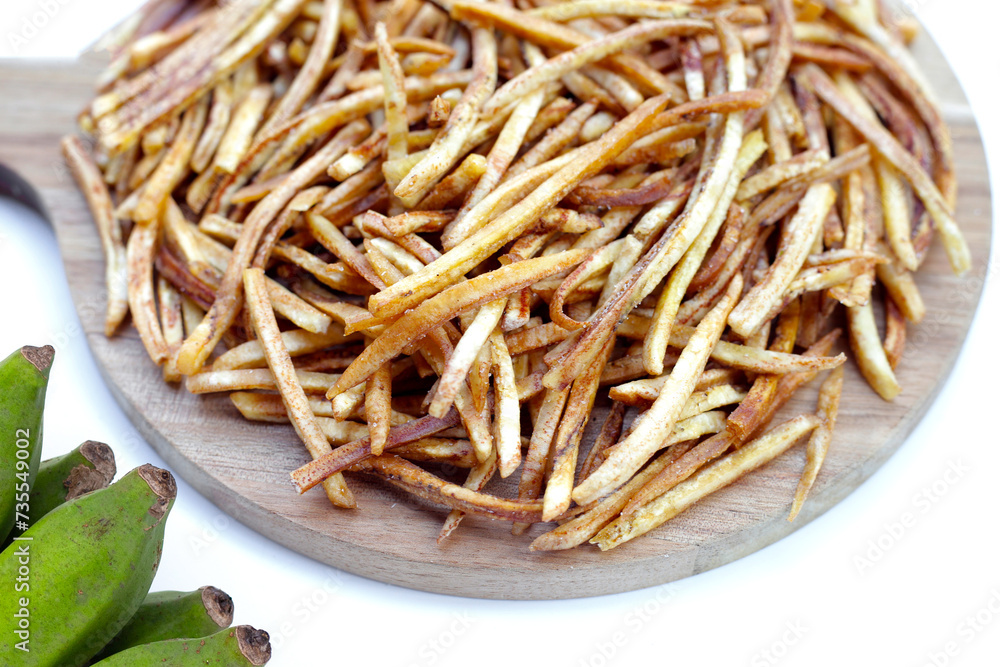 Crispy banana sticks. Fruit snack Crispy banana sticks. Fruit snack