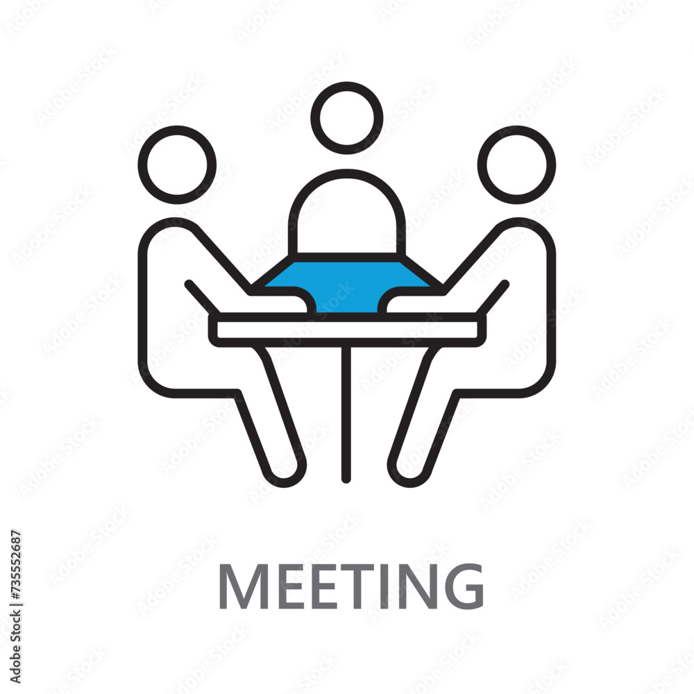 meeting icon. Line vector icon on white background. Editable linear style stroke. meeting icon. Line vector icon on white background. Editable linear style stroke.